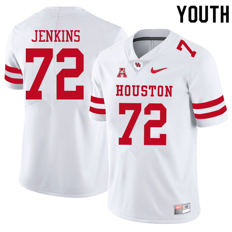 Youth #72 Tank Jenkins Houston Cougars College Football Jerseys Sale-White